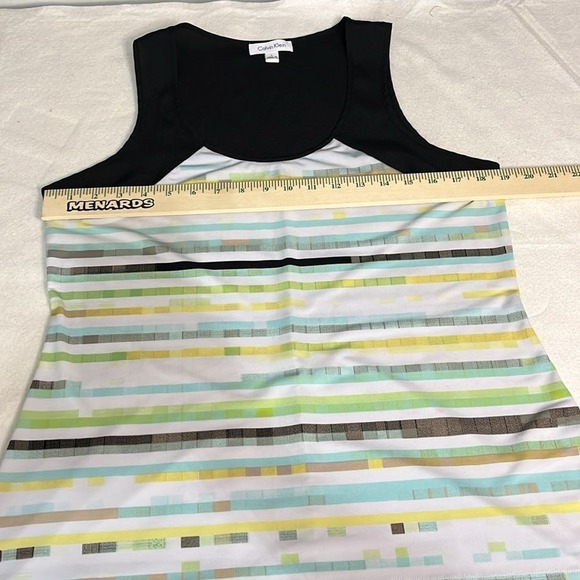 Calvin Klein Sleeveless‎ Scoop Neck Blouse  Womens Size Large Striped - Picture 5 of 6